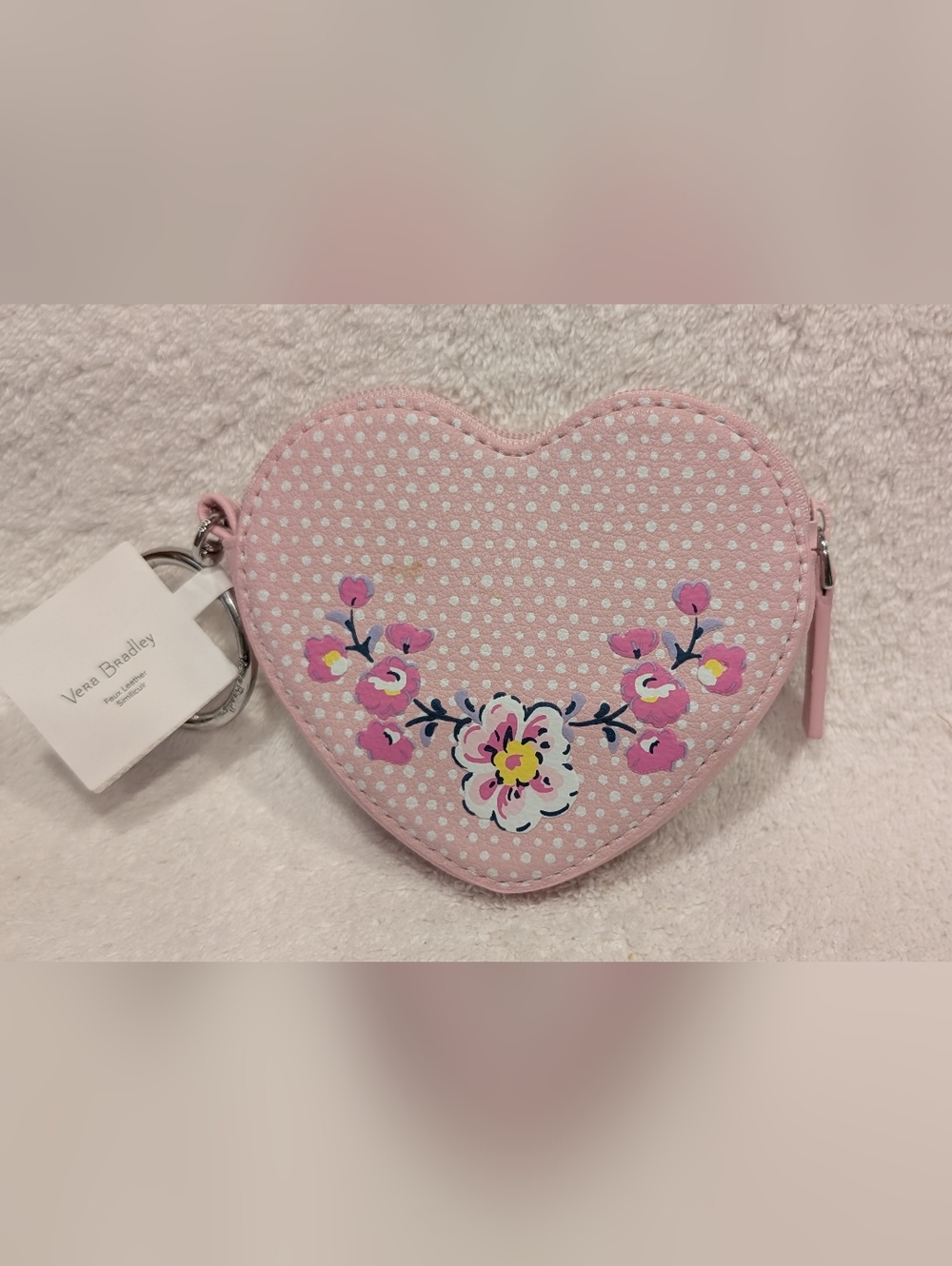 Vera Bradley Pink Heart Shaped Bag Charm/Coin Purse BRAND NEW WITH TAG